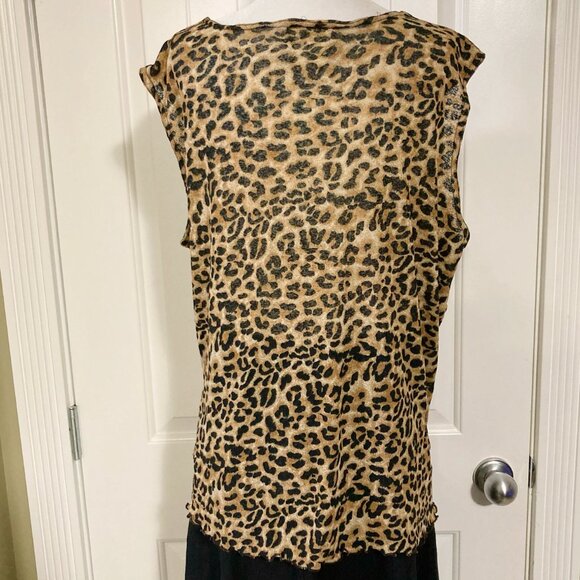 PREMIERE COLLECTION Plus-size leopard print v-neck sleeveless shirt XL 1X 2X top - Picture 12 of 12